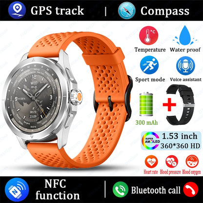 S4 Ultra GPS Älykello - AMOLED-Näyttö, Ulkoiluominaisuudet, NFC, Kompassi, Sykemittari, IP68 Vedenkestävä, Bluetooth-Puhelut - Punainen