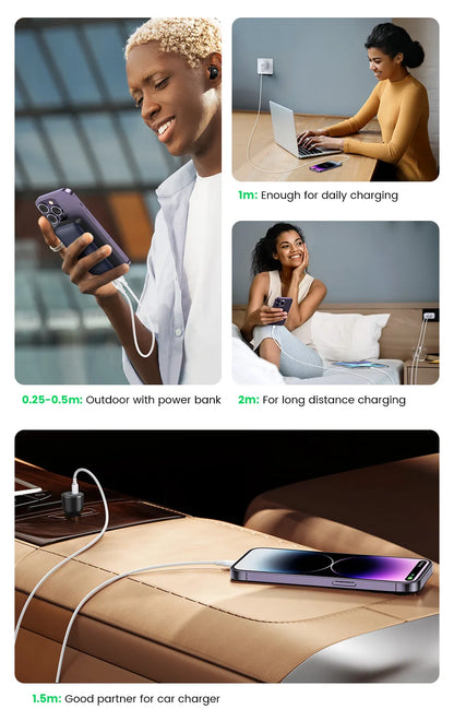 UGREEN MFi 20W USB-C Lightning-kaapeli – PD Pikalataus iPhone 14/13/12 Pro Max & iPad – 1M