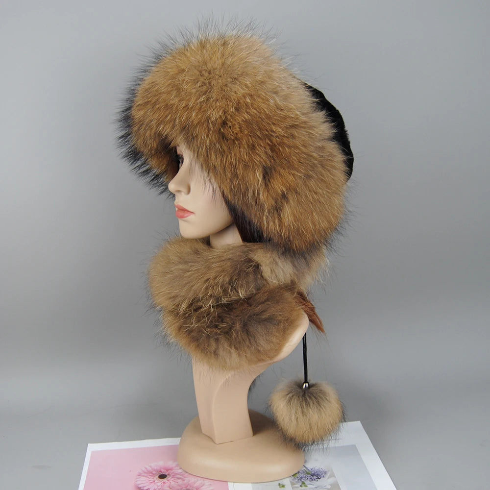 Women's genuine fox fur hat, different shades