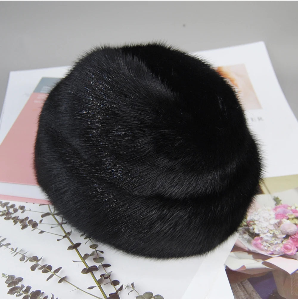 Genuine mink fur hat, luxury winter hat, unisex