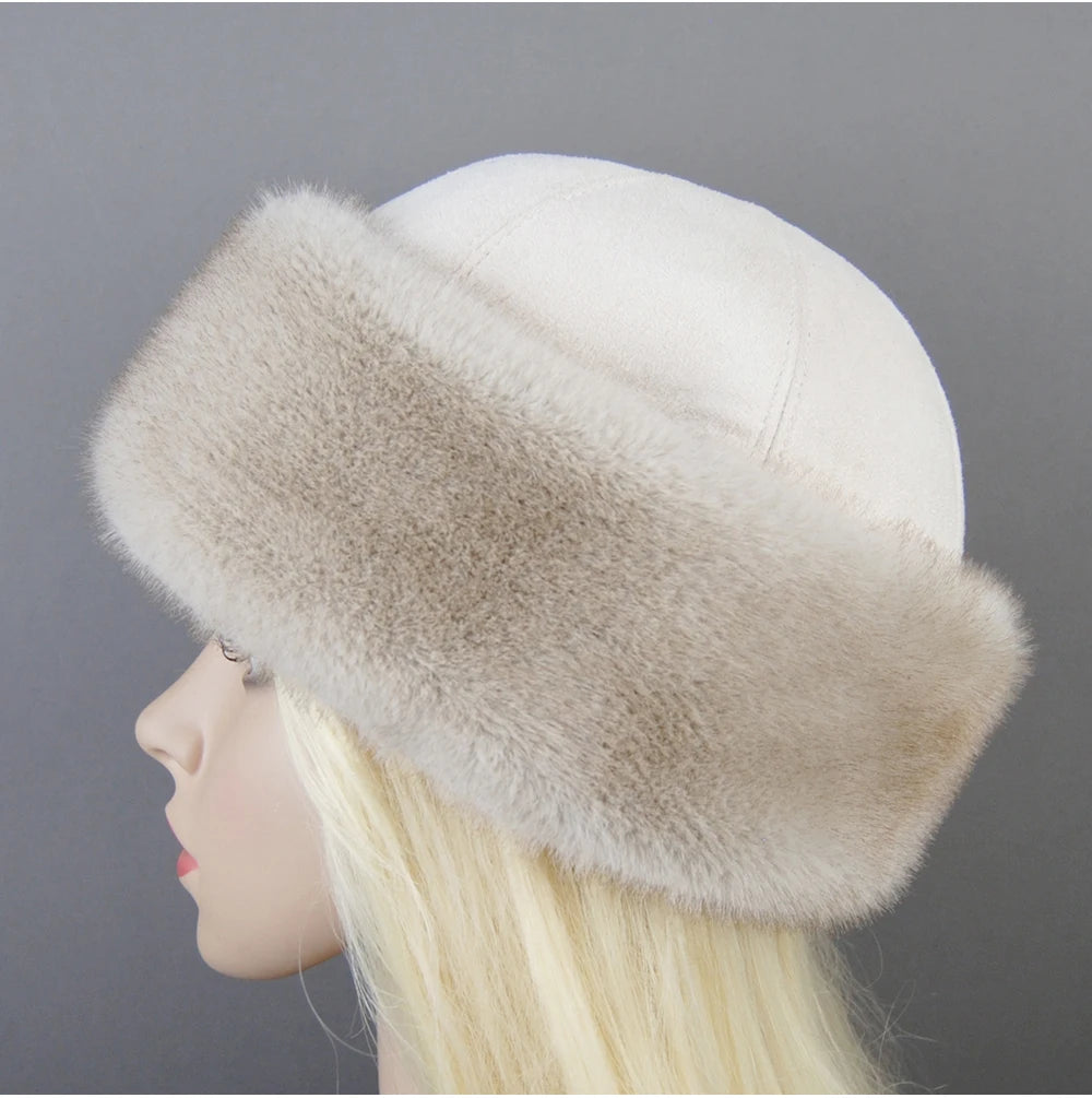 Women's luxury mink fur hat, available in different variations