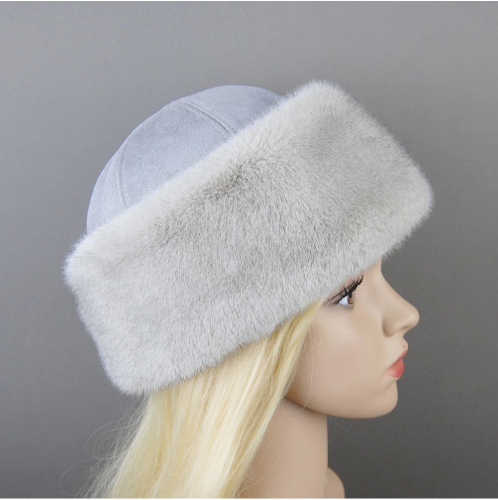 Women's luxury mink fur hat, available in different variations