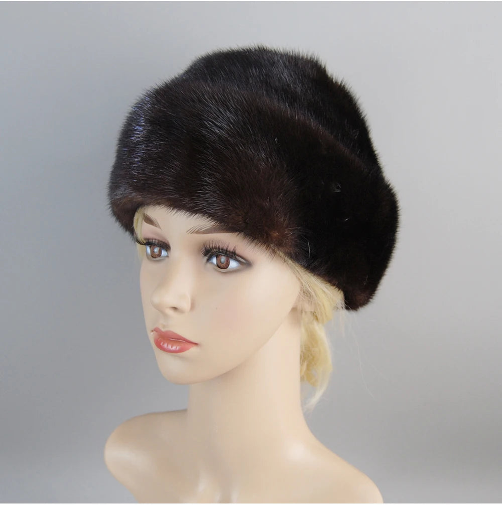 Genuine mink fur hat, luxury winter hat, unisex