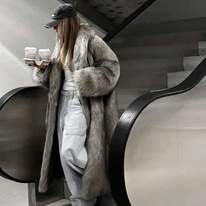 2025 Winter model faux fox fur coat for women, elegant design, latest model