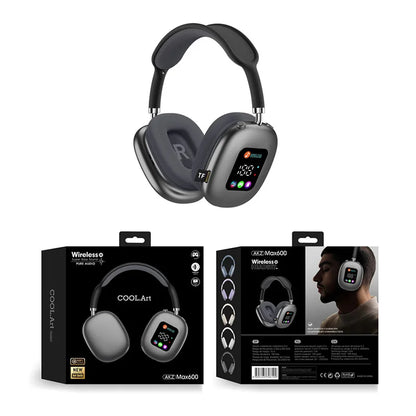Premium wireless headphones with RGB display, memory card reader