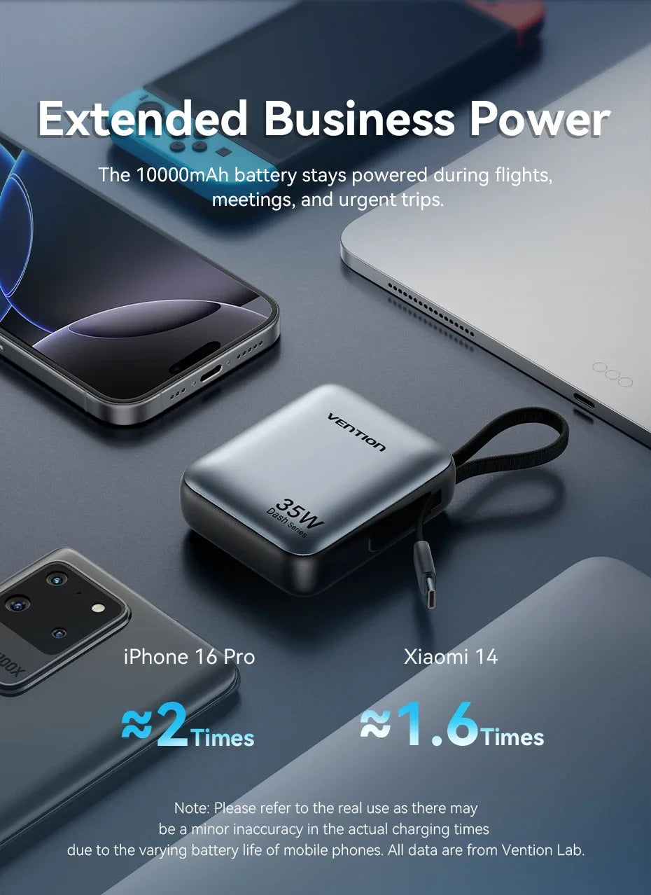 Vention CCV 35W Powerbank, compact 10000mAh, fast charging
