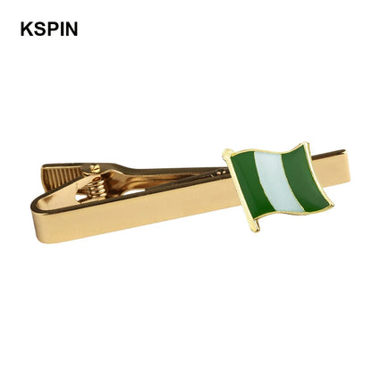 Men's national flag patterned tie bar, multiple countries