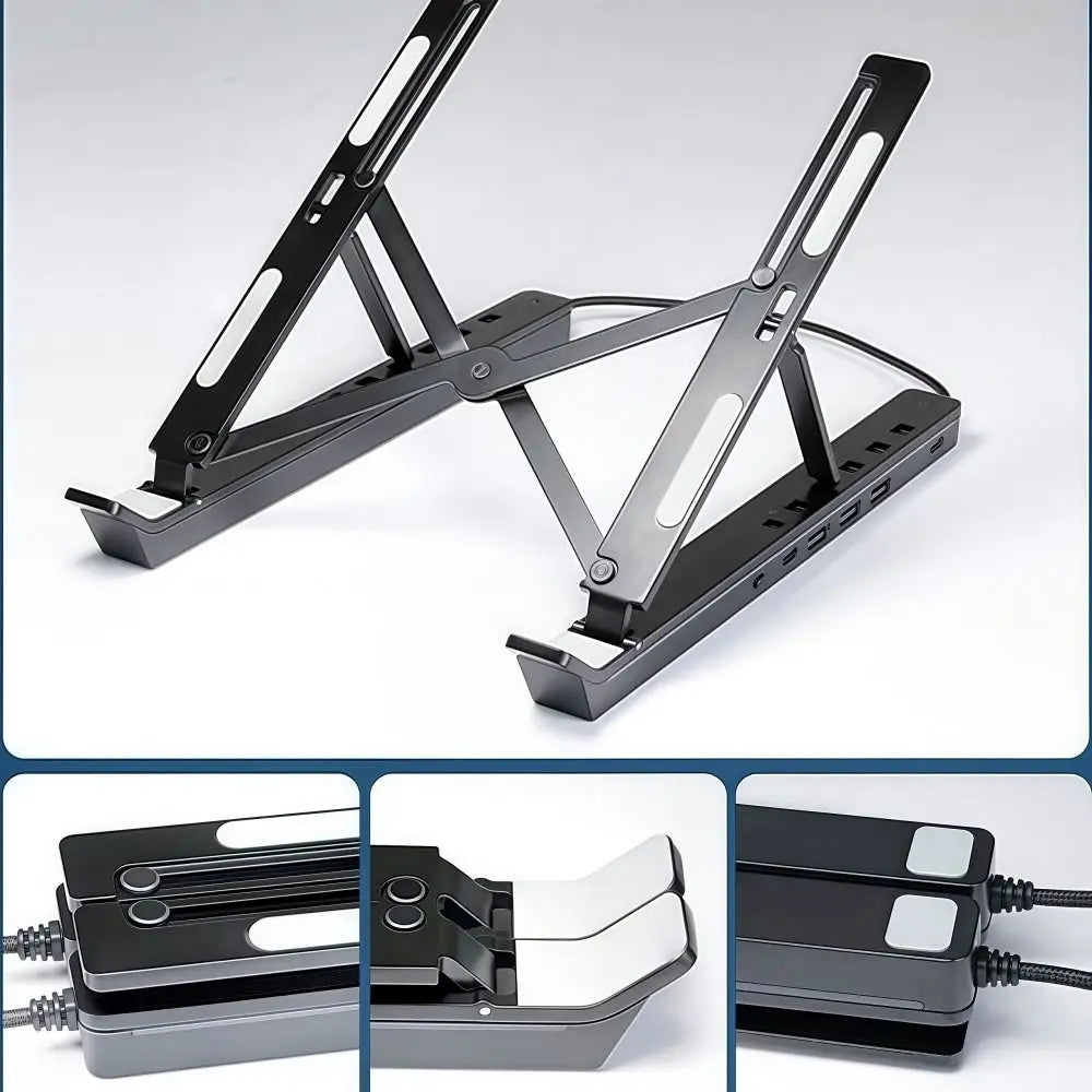 4-in-1 RGB Laptop-teline - Alumiininen Telakointiasema Jäähdytyksellä