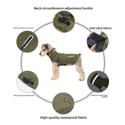 Adjustable dog raincoat, all sizes