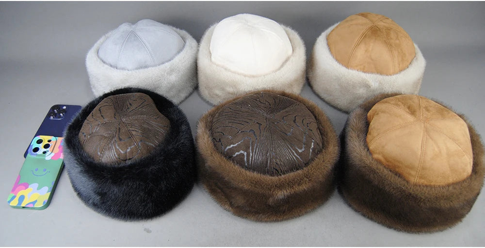 Women's luxury mink fur hat, available in different variations