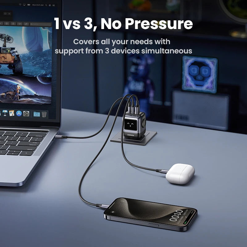 UGREEN 65W GaN Laturi Robot-muotoilu - PD Pikalaturi MacBook Pro, iPad, iPhone 16/15 Pro