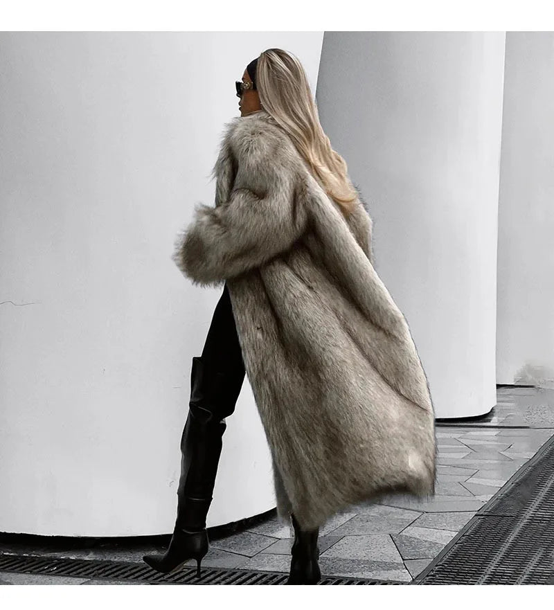 2025 Winter model faux fox fur coat for women, elegant design, latest model