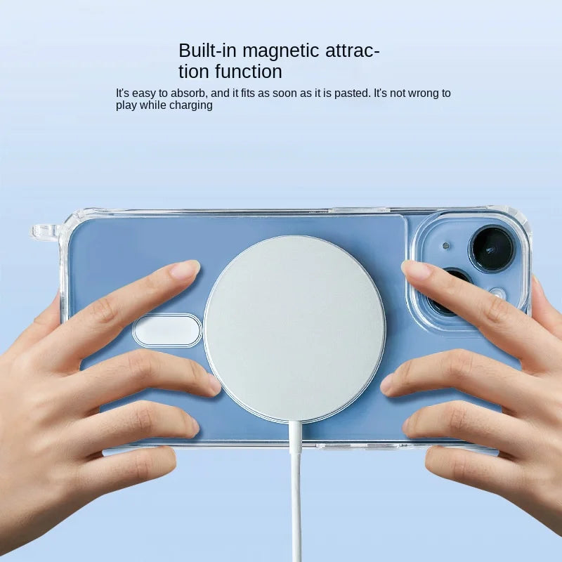 Crossbody Kaulanauha iPhone-suojakuori MagSafe - Läpinäkyvä Magneettinen Kotelo