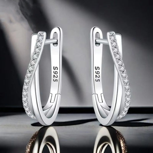 925 Silver Star Hoop Earrings with Zirconia Stones