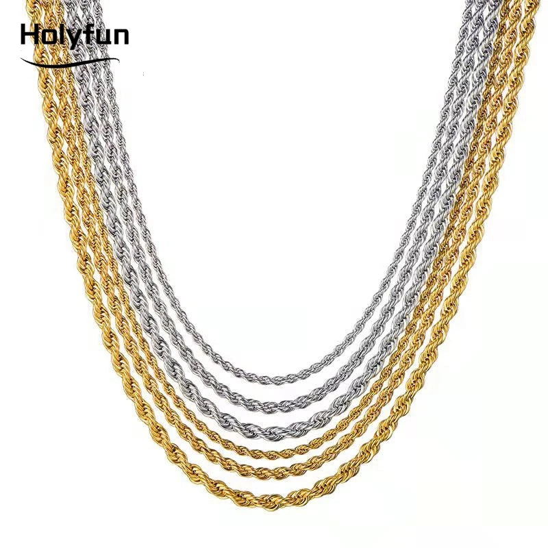 Rope Chain necklace, gold or silver, unisex design