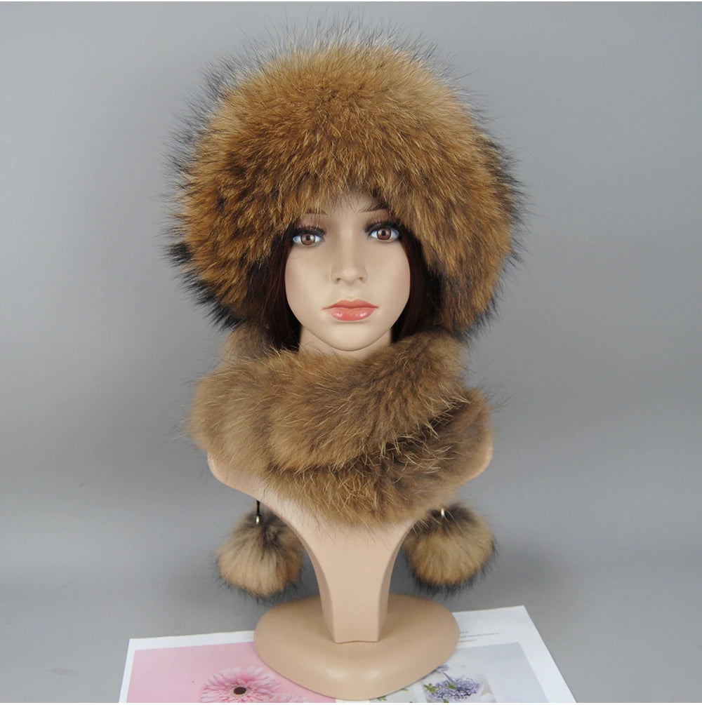 Women's genuine fox fur hat, different shades
