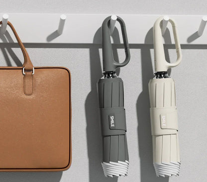 Kannettava Täysautomaattinen Sateenvarjo Rengassolkella - Pikalukkosäilytys, UV-Suojaus - Sininen