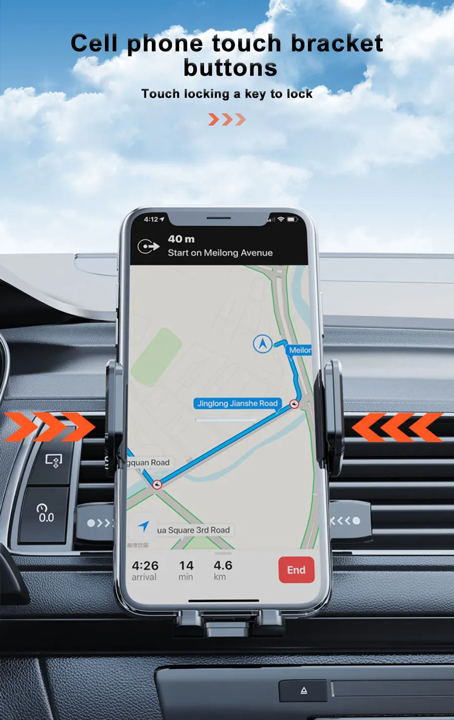 BLALION Autoteline Kojelaudalle – 360° Kääntyvä Painovoimateline Jatkojaloilla