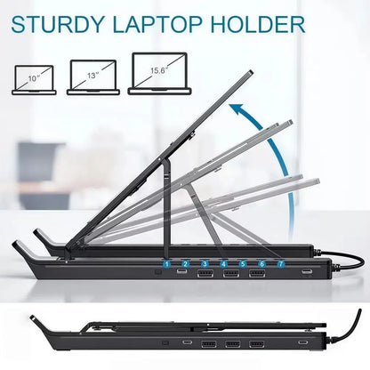 4-in-1 RGB Laptop-teline - Alumiininen Telakointiasema Jäähdytyksellä