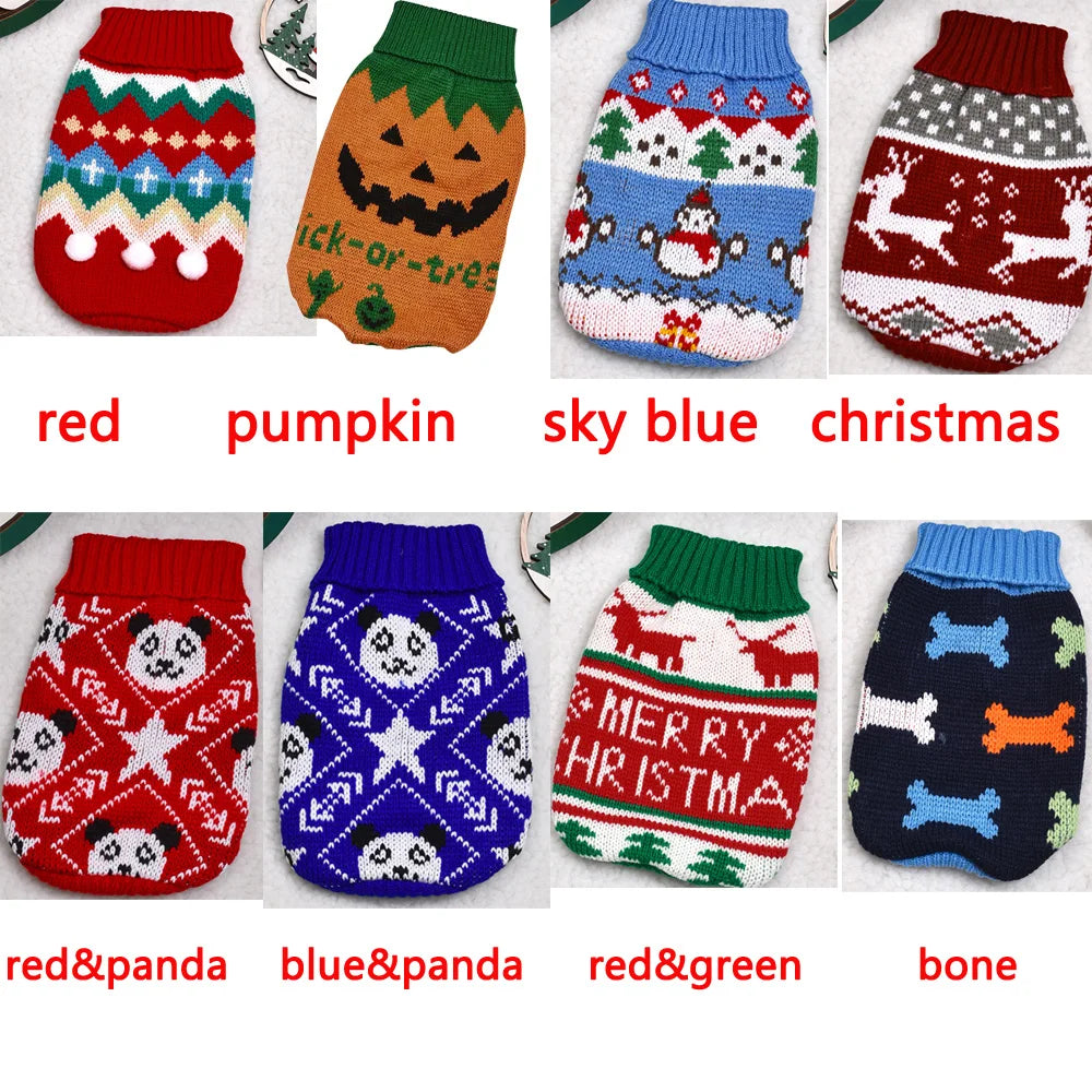 Knitted dog sweater, warm winter clothing for small and medium-sized dogs