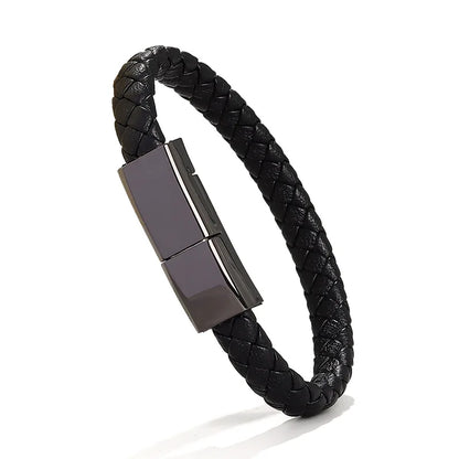 Fashionable leather charging bracelet, USB charging cable in one