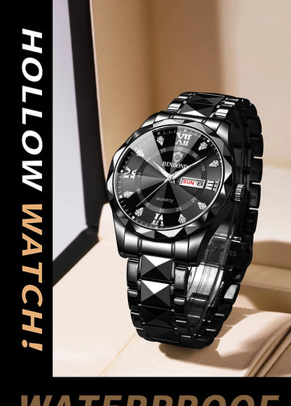 BINBOND Luxury watch for men, stylish design and practical functions