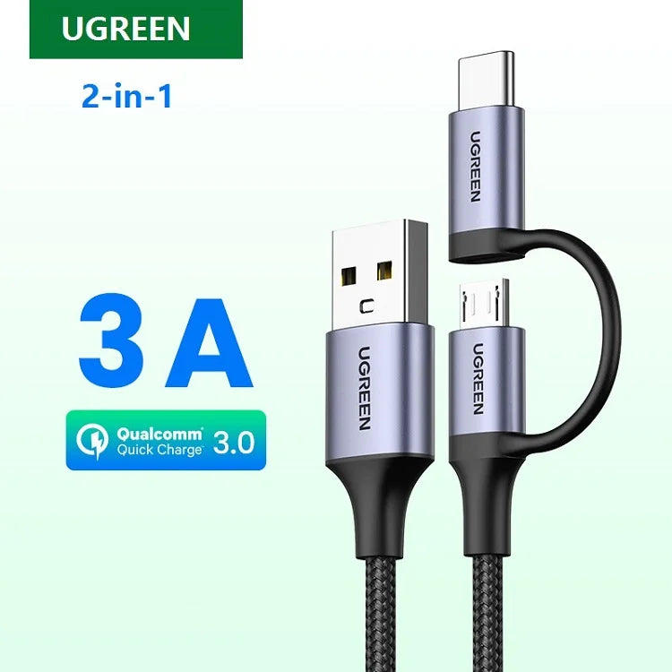 UEREEN Micro USB-C Latauskaapeli – Pikalataus Android-laitteille – Lyhyt 25 cm