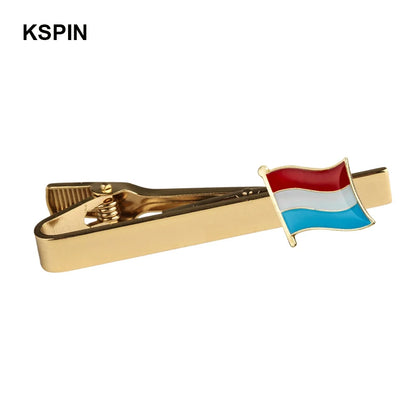 Men's national flag patterned tie bar, multiple countries