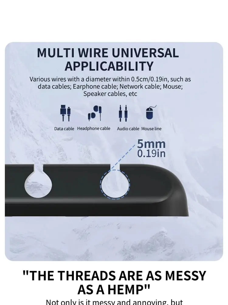 Kaapeliorganisaattori 5/7-reikäinen - Työpöydän Latauskaapelien Pidike, Hiiren ja Kuulokkeiden Kaapelikela