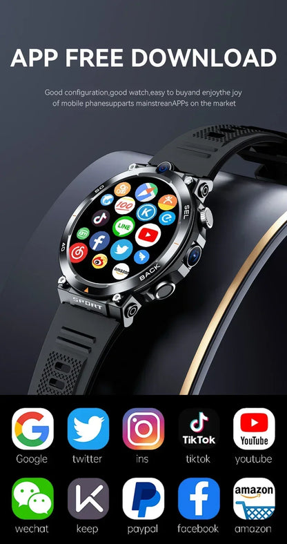 H10 4G LTE Smartwatch for Men, High-Tech, Dual Camera and Video Calls