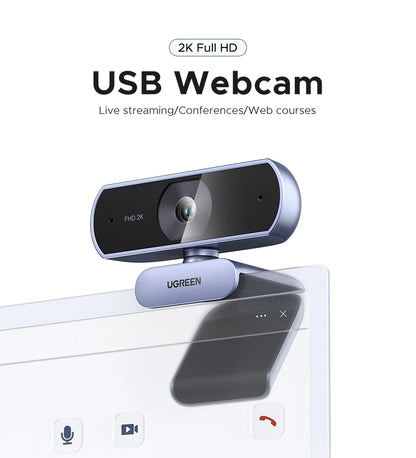 UGREEN 2K Webkamera Mikrofonilla - Full HD USB Kamera Streamaukseen