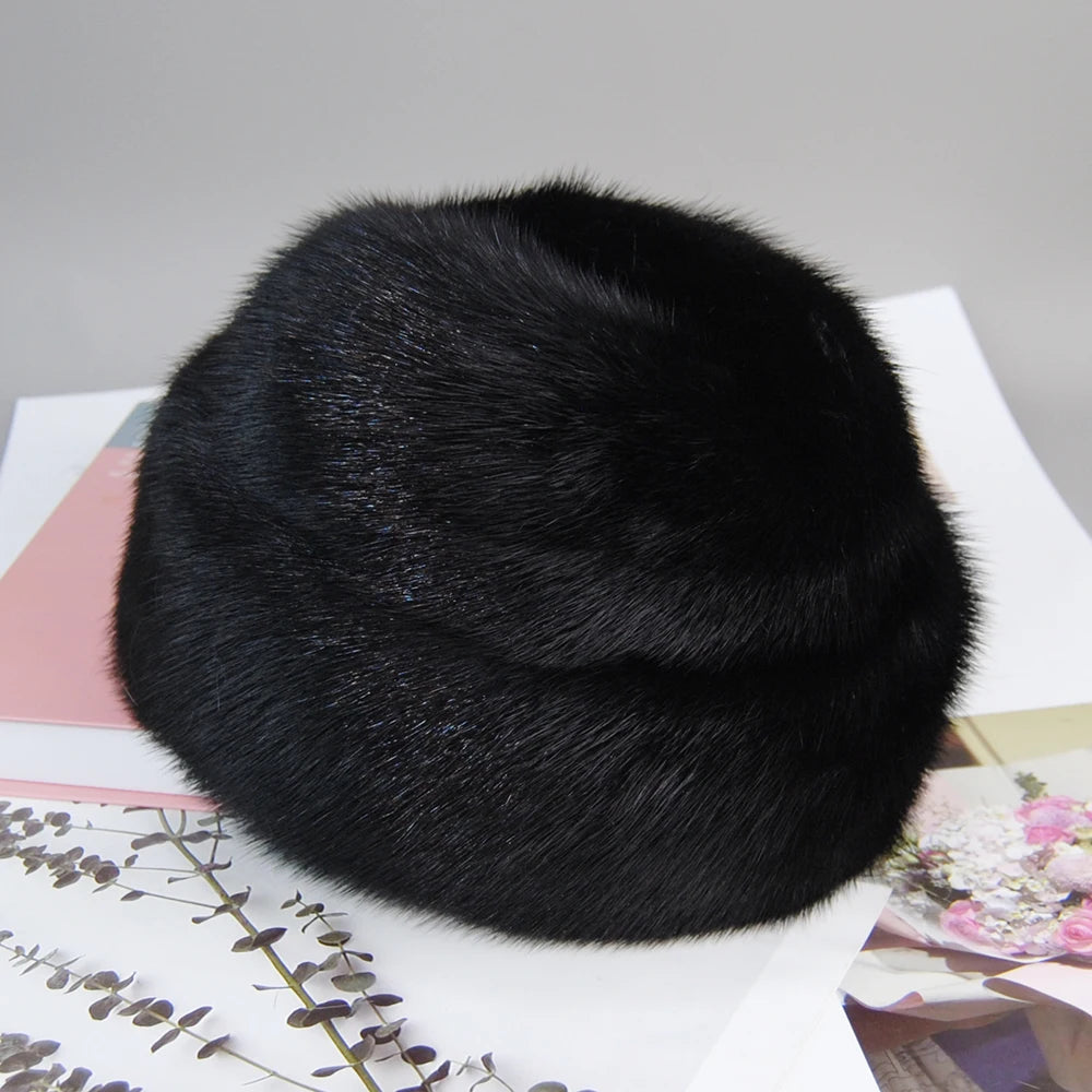 Genuine mink fur hat, luxury winter hat, unisex