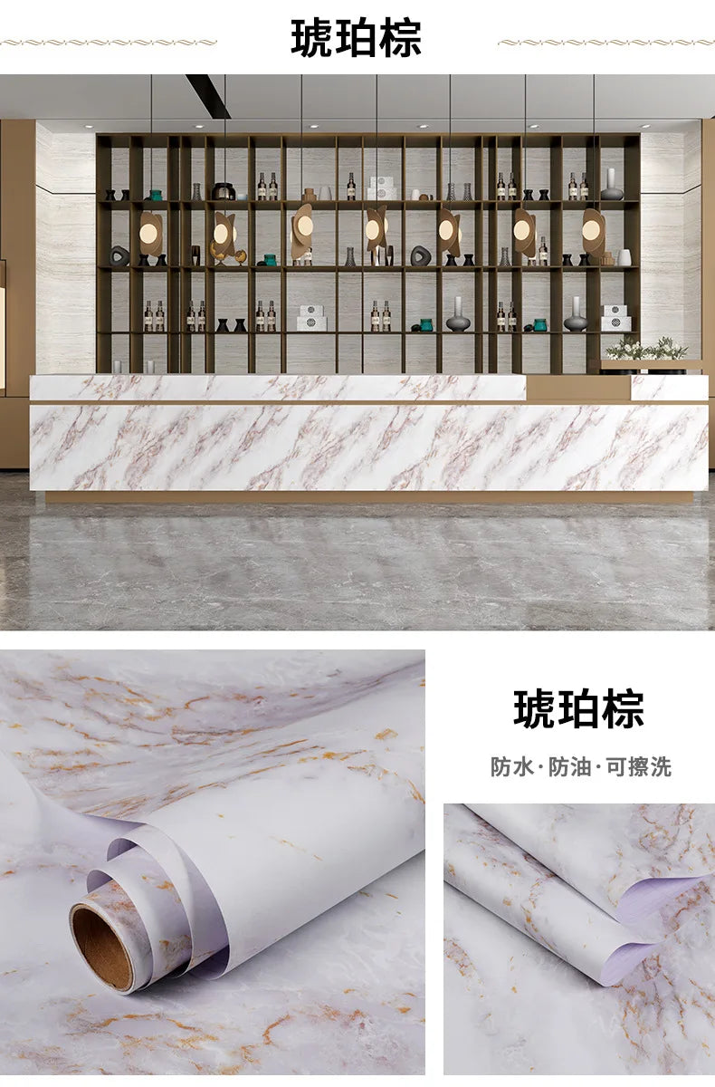 Marble patterned self-adhesive wallpaper, available in many different variations