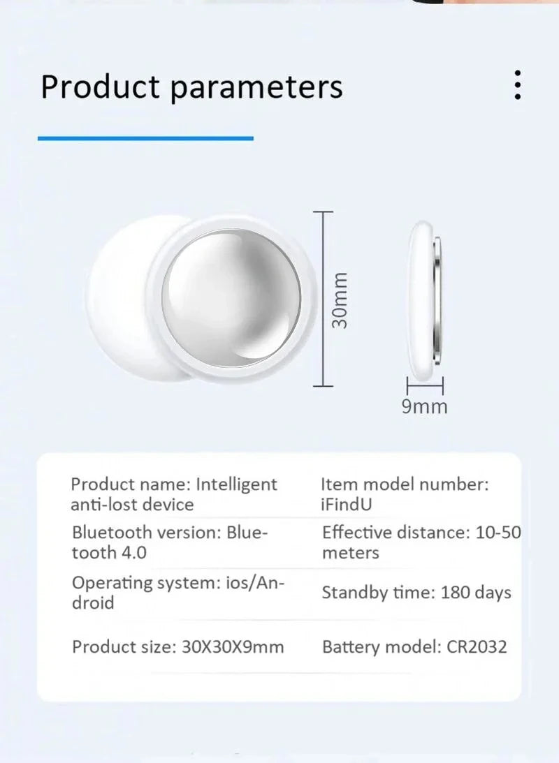 Xiaomi Mini Bluetooth 5.0 Paikannin - Älykäs Etsintälaite Lemmikille, Lapsille, Laukuille ja Lompakolle