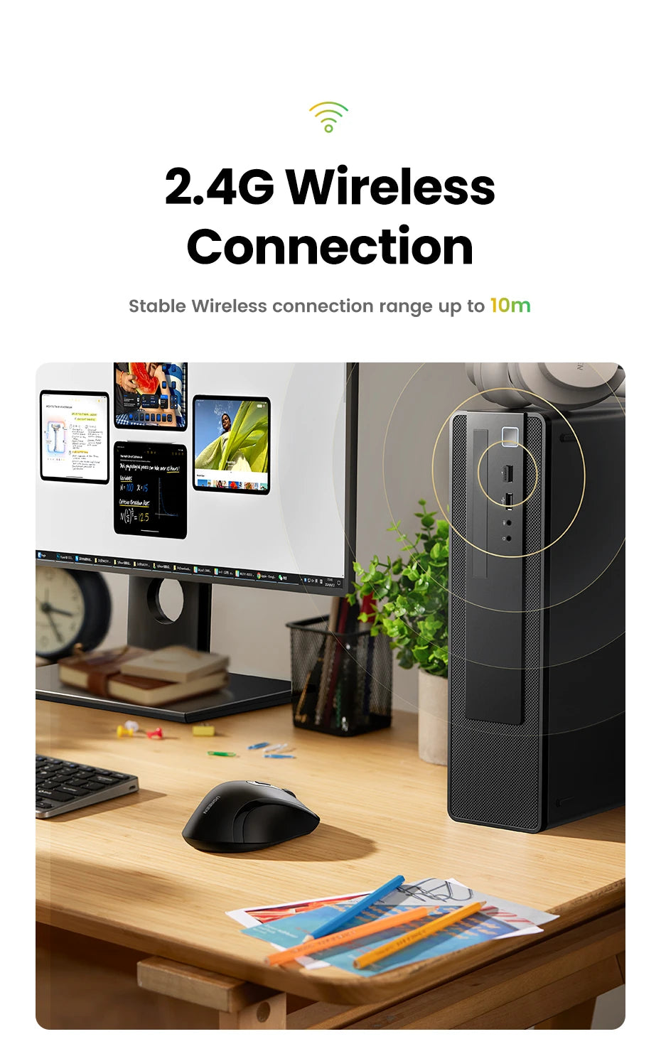 UGREEN Langaton Hiiri 1600DPI - Hiljainen 2.4GHz USB-hiiri PC & MacBook