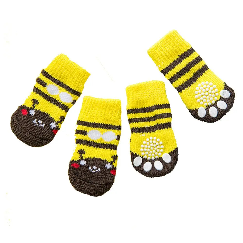 Breathable dog socks 4pcs, cotton socks with non-slip soles for dogs and cats