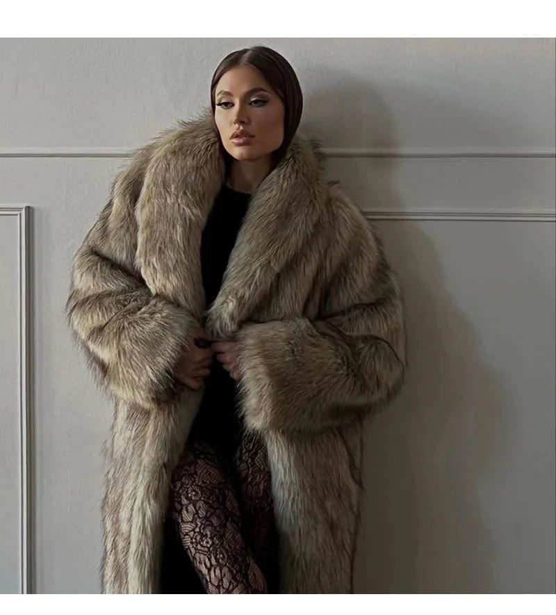 2025 Winter model faux fox fur coat for women, elegant design, latest model