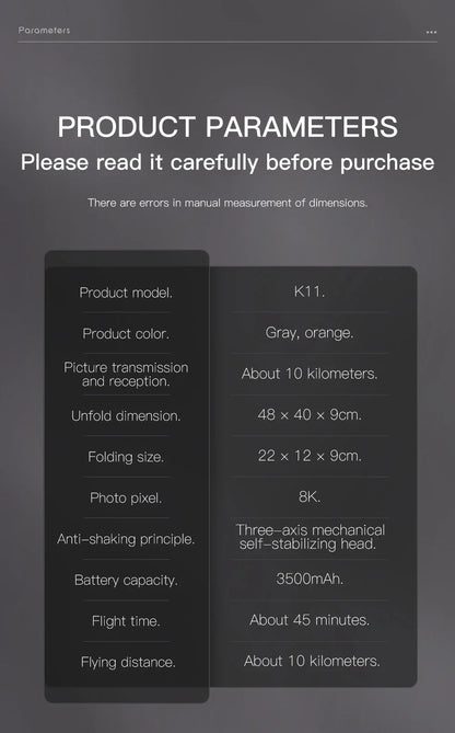 Cole Professional K11 Turbo Drone - 8K HD Kaksoiskamera, Älykäs Esteiden Tunnistus & Airdrop