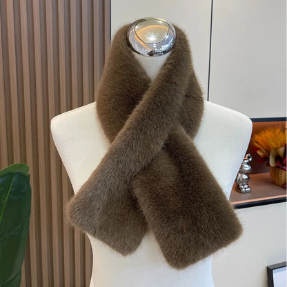 Soft women's rabbit fur scarf for winter