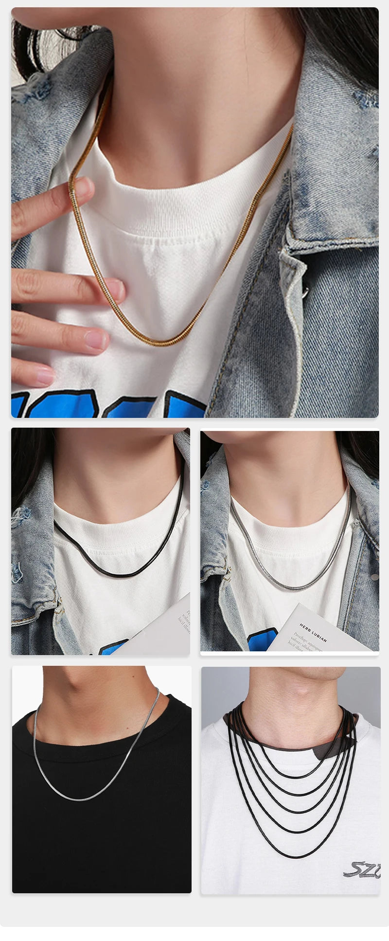 HIYEE Snake Chain Necklace, Classic Unisex Design