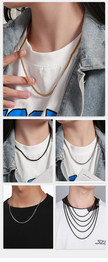 HIYEE Snake Chain Necklace, Classic Unisex Design