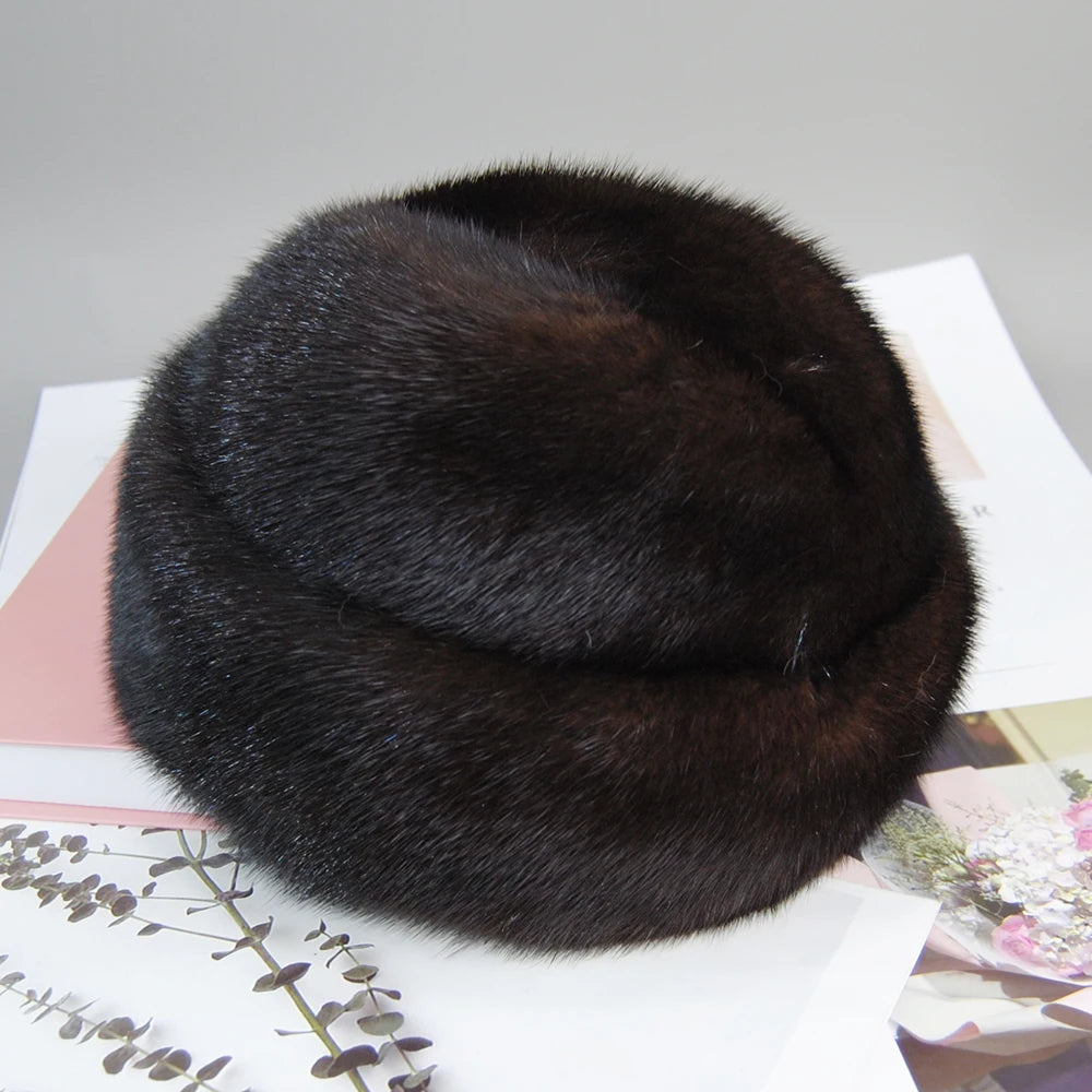 Genuine mink fur hat, luxury winter hat, unisex