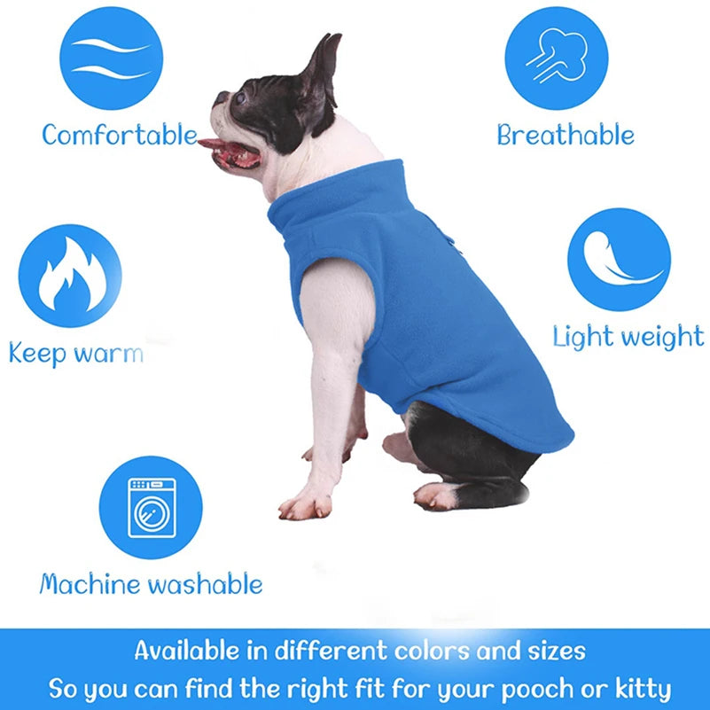 Winter fleece dog coat, warm puppy clothing for small and medium-sized dogs
