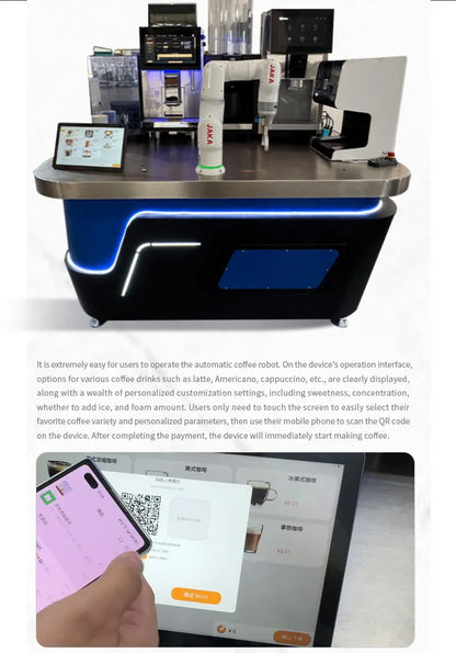 Fully automatic smart coffee machine, robotic arm, self-service