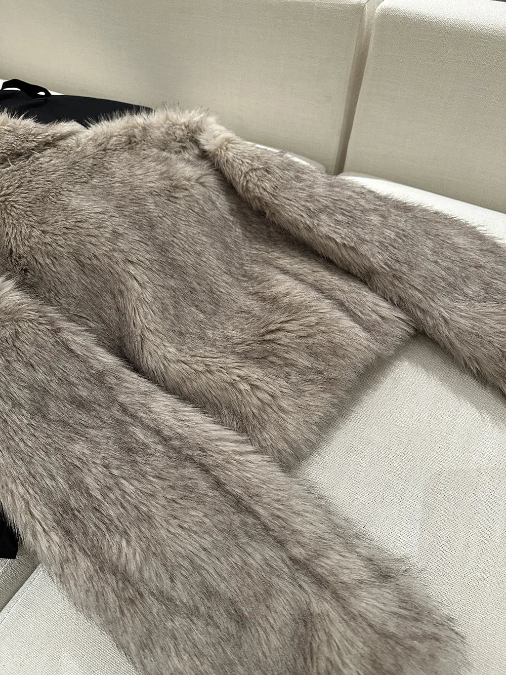 MYMX Faux fur jacket for women, large collar, short model