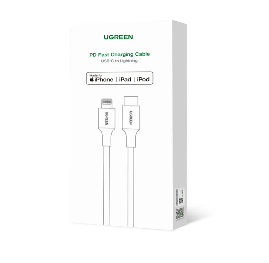 UGREEN MFi 20W USB-C Lightning-kaapeli – PD Pikalataus iPhone 14/13/12 Pro Max & iPad – 1M