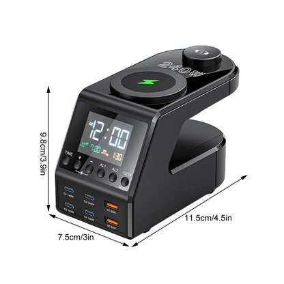 240W Langaton Latausasema – All-in-One Digitaalikello, Herätyskello ja Pikalataus