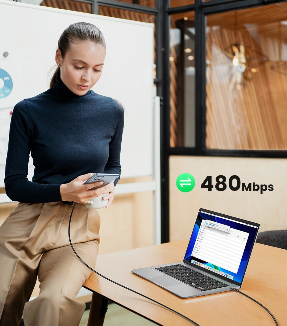 UGREEN 100W USB-C Kaapeli - PD Pikalataus 5A, Type-C MacBook & iPad Pro Latauskaapeli