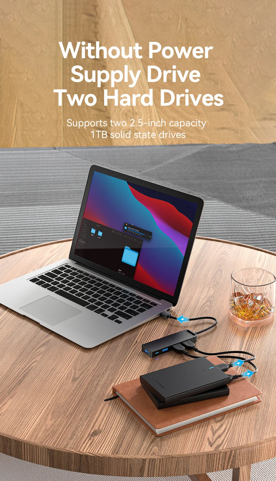 Vention USB 3.0 Hub 4 Porttia - Ohut Nopea Jakaja MacBook, PC & Laptop
