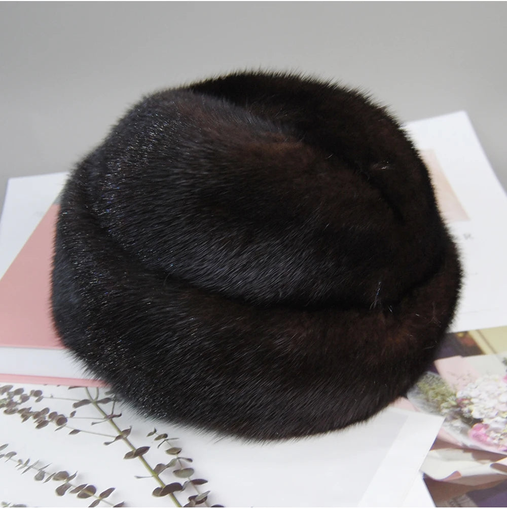 Genuine mink fur hat, luxury winter hat, unisex